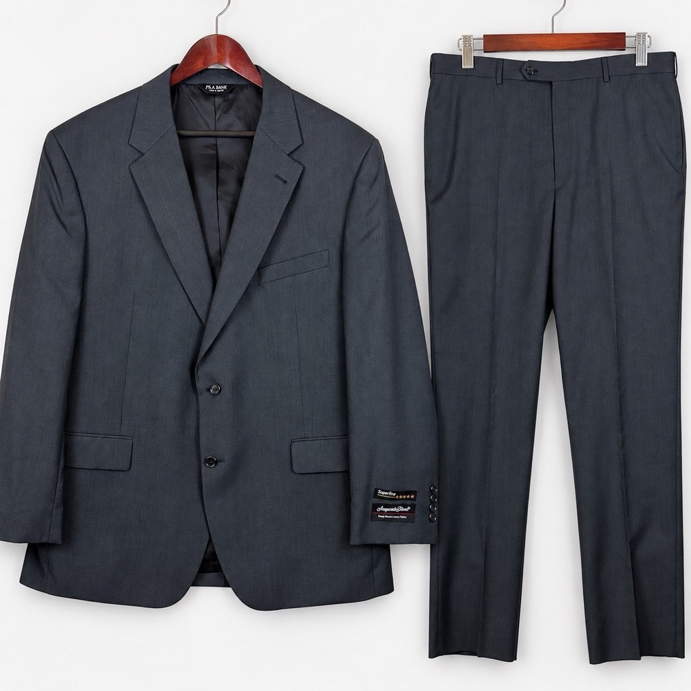 Jos A Bank Signature Imperial Blend Suit 46R 41W Wool Silk Superfine Gray NWT